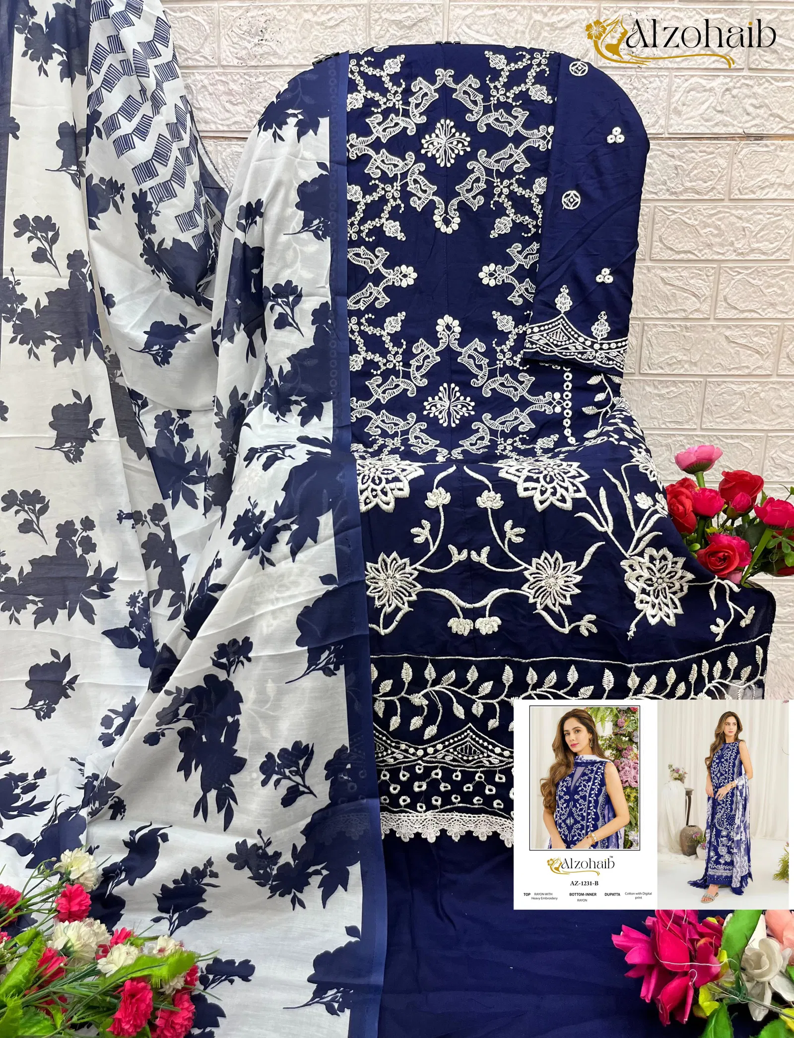 Ruba Vol 1 By Alzohaib Cotton Dupatta Pakistani Salwar Suits Exporters In India